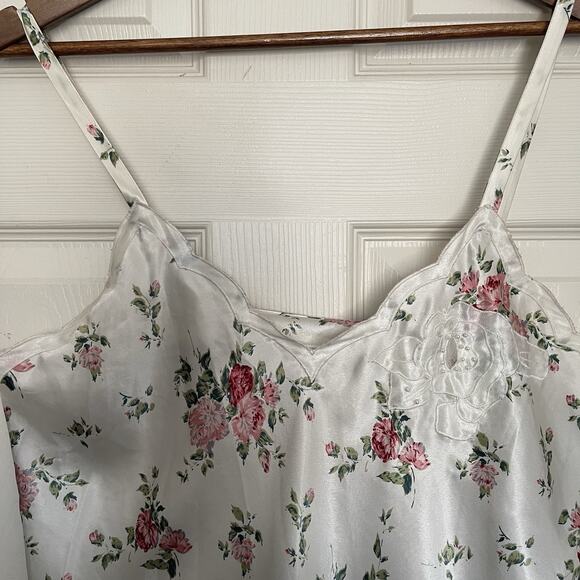 VTG Victorias Secret‎ Gold Label Floral Satin Slip Dress Size L Nightie Romantic - Picture 7 of 7